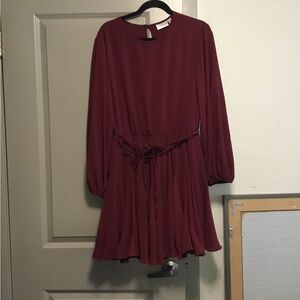 Premier Amour Burgundy Long Sleeve Dress